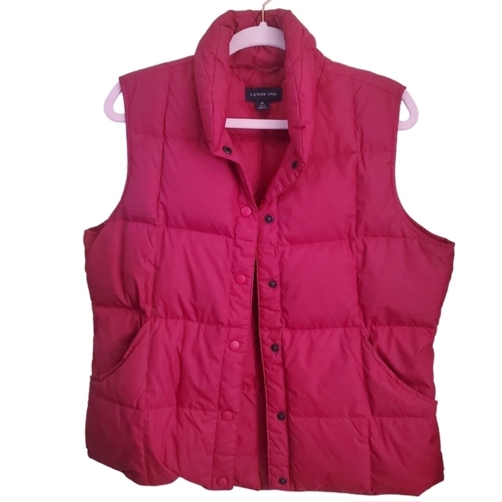Lands' End Fuchsia Down Puffer Vest Size M